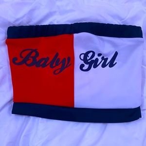 Red and White Striped Bandeau Top